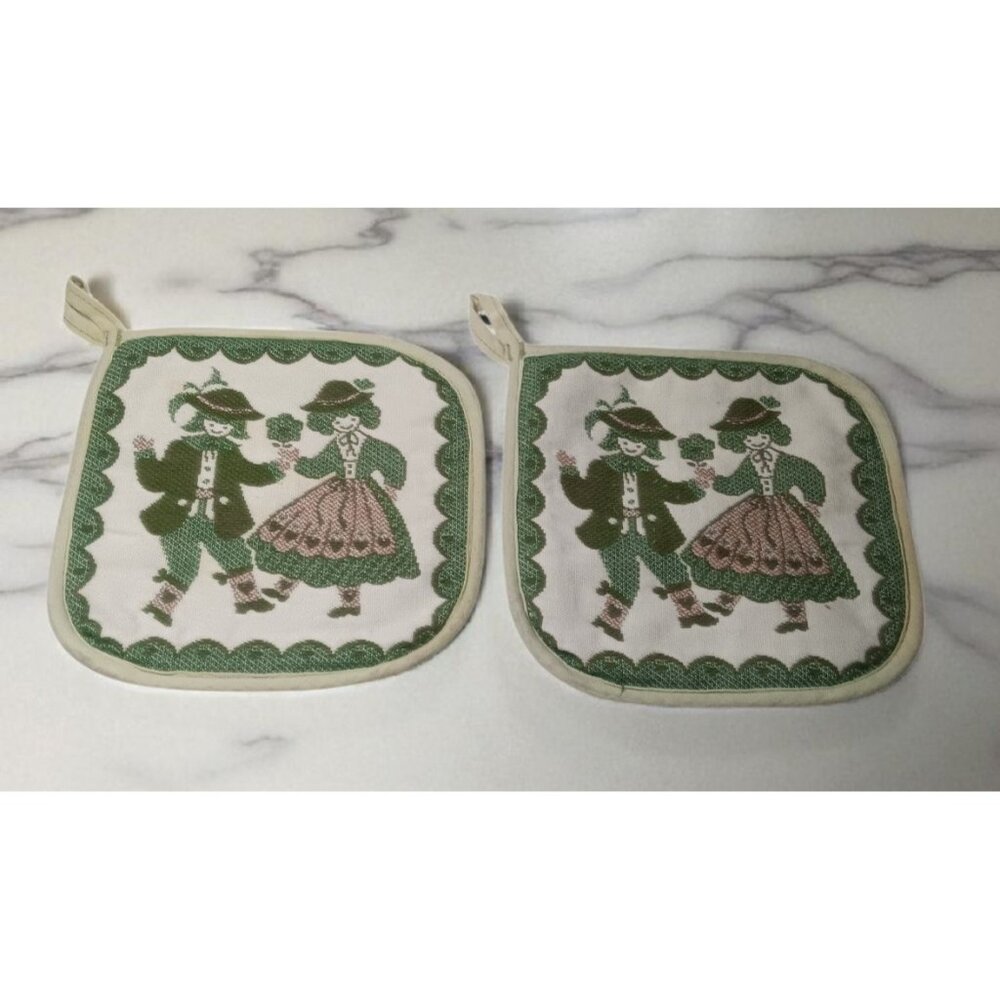 Vintage Kitchen Irish Dancers Potholders (stain)